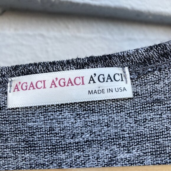 A'GACI Short Sleeve Wrap Top Knit Tie Waist V-Neck Blouse Gray White Melange XS/ - Picture 3 of 4